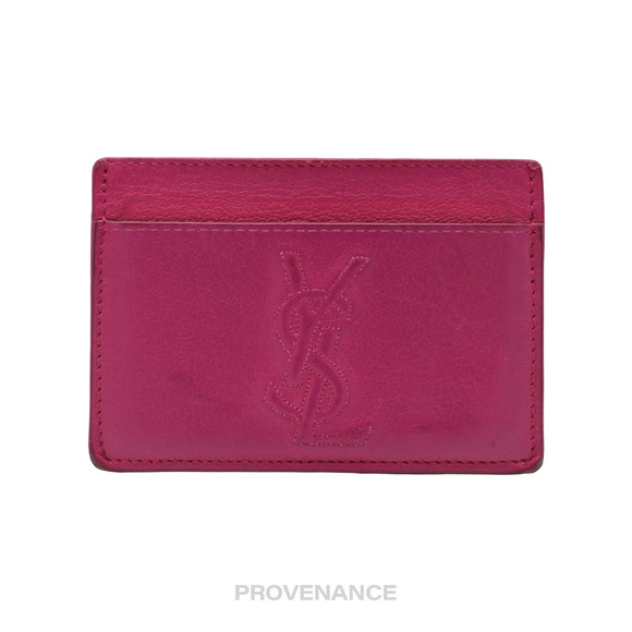 🔴 Saint Laurent Paris YSL Logo Card Holder Wallet - Fuchsia - Picture 1 of 6